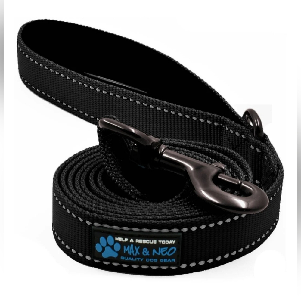 Max&Neo 6 FT x 1" Wide NylonReflective Dog Leash Black/White | NWT